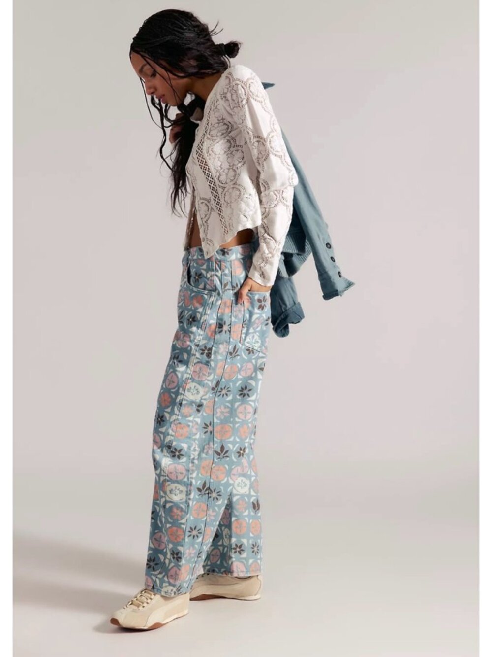 NWT Free People We The Free Good Luck Printed Barrel Jeans 28 - Picture 14 of 14